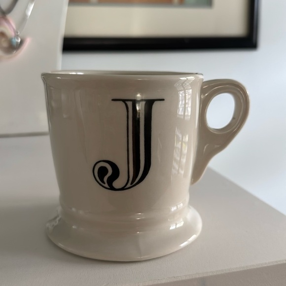 Anthropologie Other - Anthropologie Monogrammed J White Shaving Ceramic Mug